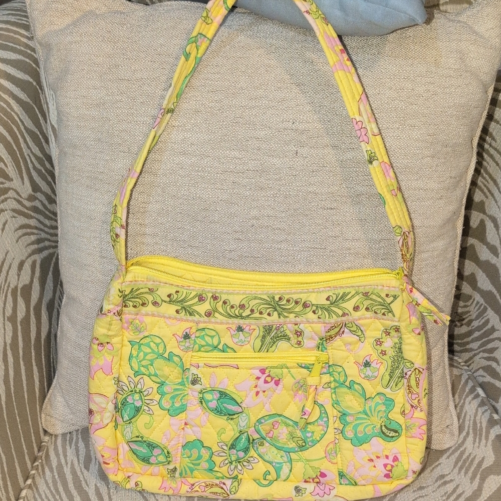 Yellow Paisley Print Quilted Shoulder Bag